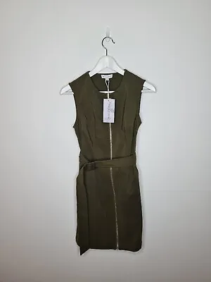 Warehouse Size 8 Khaki Zip Through Compact Cotton Dress RRP £59 BNWT  • £3.20