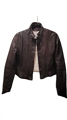 Muubaa Designer Lamb Leather Brown Biker Jacket Size 6 /Small • $50