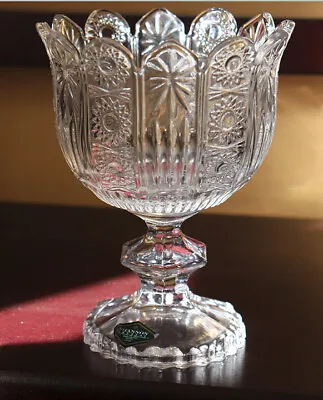 Shannon Crystal Designs Of Ireland Compote Beautiful Cut With Scalloped Top 6” • $9