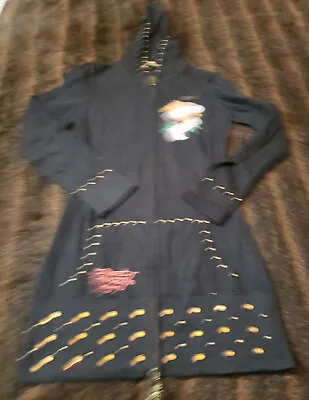 Ed Hardy Womens Small Black Long Sleeve Full Zip Embellished Sweatshirt Hoodie • $38.88