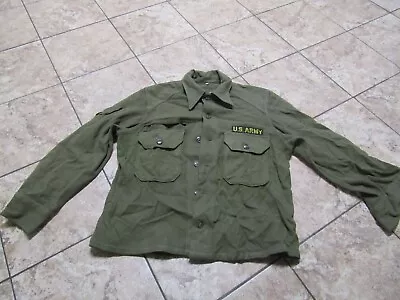 Us Military Shirt Field Wool Olive Green Korea War Era With Gold Black Us Army • $19.99