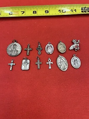 Vintage Religious Charms Pendants Metal Mary Jesus Saint Christopher Lot Of 12 • $11.95
