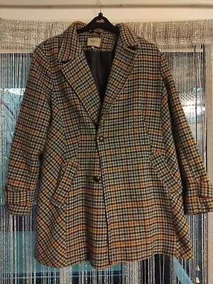 Next Outerwear Coat Size 20 Blue / Mustard Check Design • £10.99