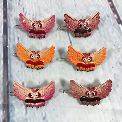 Set Of 6 Vintage Hand Painted Owl Bird Hair Clips Made In Korea 1.5  Wide (Owl) • $17.99