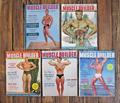 Lot 5 Muscle Builder Magazine 1958 Strength Health Bodybuilding Fitness Champion • $19.99
