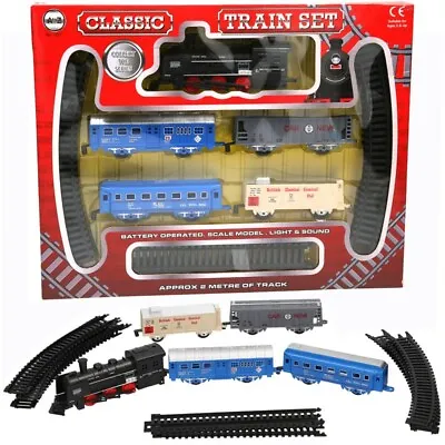  Classic Train Set Battery Operated Train With Light & Sound Ideal Gift For Kids • £13.90