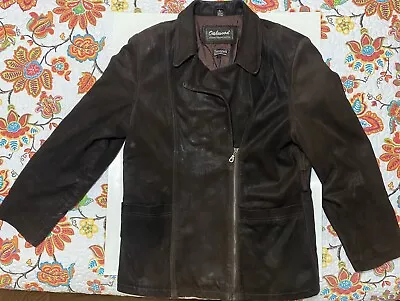 Oakwood Classics Women’s Brown Leather Jacket Size L MISSING BELT SEE DISC • £13.50