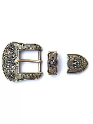 Western Buckle Set 3 Piece Pray Knee Cowboy Buckle Star Cowoy Prayer Buckle 1.5 • $24.99