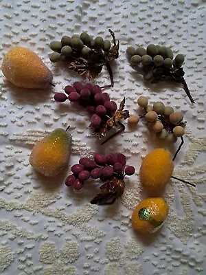 Vintage Floral Fashions Sugared Fruit 2-Pear 4 2-Lemon3.5 5-Grape Bunches 5  • $13.99