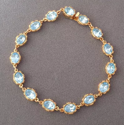 MFA Tennis Bracelet Topaz Aquamarine Pale Blue Crystal Museum Of Fine Art 7.5  • $34.99