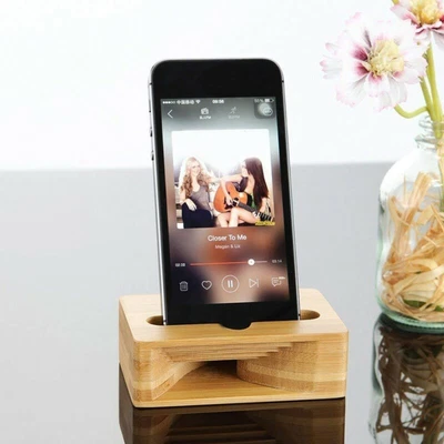 $8.56 • Buy Wood Bamboo Phone Holder Sound Speaker Amplifier Desk Dock Stand For IPhone