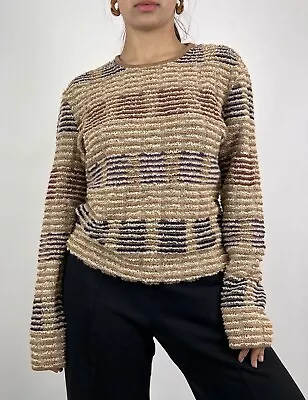 MISSONI SPORT Multicolor Stripe Vintage Wool Mohair Chunky Knit Sweater Size 44 • $129.99