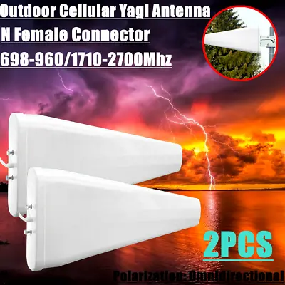 2Pcs 698-2700MHZ 3G 4G Directional Outdoor Cellular Yagi Antenna N Female 4G LTE • $39.99