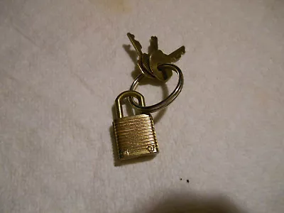 Vintage Small MINI Miniature Goldtone Lock Briefcase Jewelry Box + 3 Keys Ring • $14.99