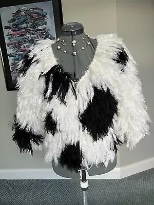 Michael Simon S Cow Print Faux Fur Sweater Cardigan The Nanny Mothers Day • $320