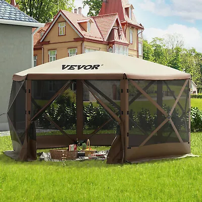 VEVOR Pop-up Camping Gazebo Camping Canopy Shelter 6 Sided 10' X 10' Sun Shade • $286.99