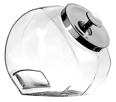 £16.99 • Buy Anchor Hocking Glass Sweet Jar Cookie Jar Chrome Lid Shop Display Jars - 2 Sizes