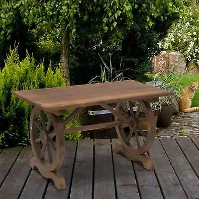 Outdoor Dining Table Patio Display Desk Natural Fir Wood Water-Resistant • £98.99