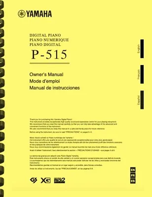 Yamaha P-515 88-Key Portable Digital Piano OWNER'S MANUAL • $33.88
