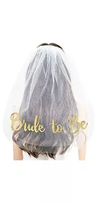 Veil Comb White With Gold Bride To Be Hen Night Wedding Party Accessories • £2.99
