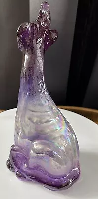 New Fenton Mould Airbrush Amethyst And Crystal Purple Alley Cat By Mosser Glass • $140