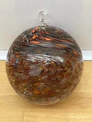 Mouthblown Art Glass Christmas Ornament Swirl Autumn Colours 9 Cm Dia. -code 539 • £16.50