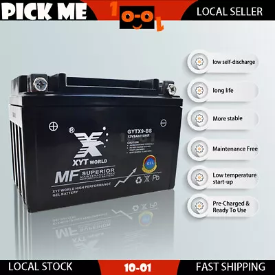 YTX9-BS GEL BATTERY 12V9Ah Fit SYM Scooter HD200 2010 2011 2012 2013 • $49.99