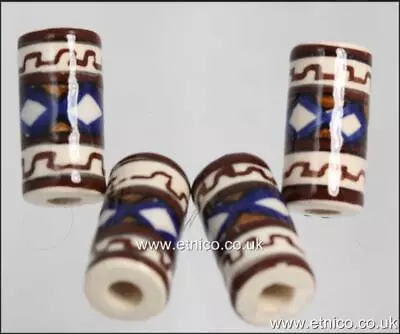 £3.99 • Buy Glazed Hair -Crafts  BEADS Geometrical - Hand Painted In Peru V01019  TUBE