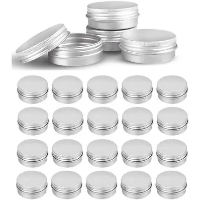 50/200pcs Durable Silver Aluminum Cosmetic Pot Lip Balm Jar Containers Empty Tin • £4.45