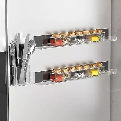 Moveable Magnetic Acrylic Spice Rack For Refrigerator & Oven Clear Color 2 Pack • $17.58