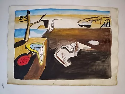 Salvador Dali Painting Drawing Vintage Sketch Paper Signed Stamped • $99.98