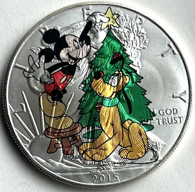 Merry Christmas Mickey Mouse - American Silver Eagle 1oz .999 Silver Dollar Coin • $79.50