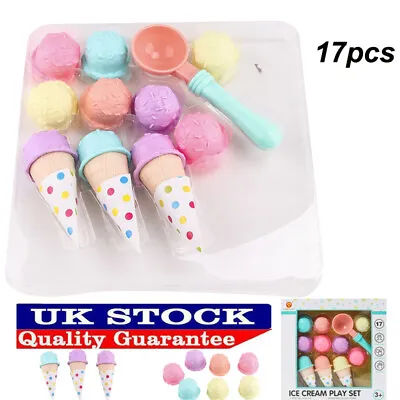 £13.95 • Buy 17pcs Kids Kitchen Ice Cream Play Set Pretend Play Cones Scoops Food Toy Playset
