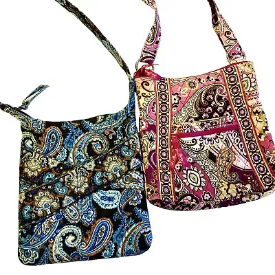 2 Pc LOT Vtg Vera Bradley Stephanie Dawn Bags QUILTED PAISLEY Crossbody Purse • $69.99