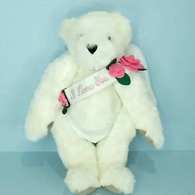 Vermont Teddy Bear Company Valentine I LOVE YOU Sash Angel Wings Plush 16  White • $33.99