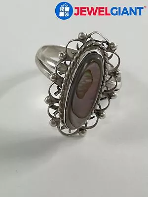 Sterling Silver Abalone Ring Size 4.50 2.3g #eu009 • $14.99