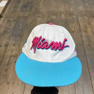 Miami Heat NBA Baseball Hat Vintage USA Cap Adjustable Snap Back White • £20
