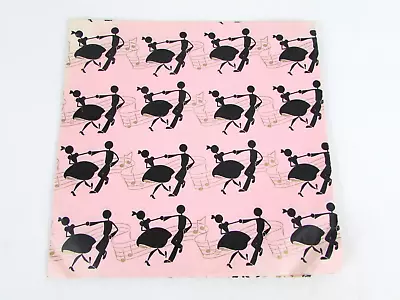 Vintage Pink Gift Wrap Dancing Man Woman Music Notes Wrapping Paper 2 Sheets • $7