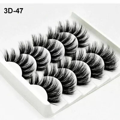 5Pair 3D Mink False Eyelashes Wispy Cross Long Thick Soft Fake Eye Lashes NEW UK • £2.99