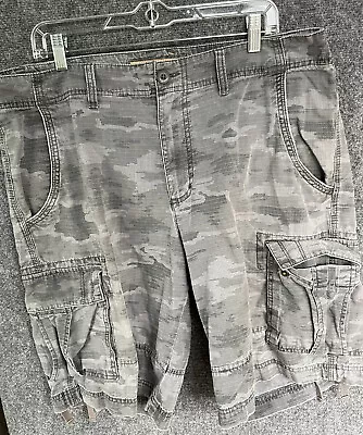 Urban Pipeline Cargo Shorts Mens 36 Gray/Green Camo Pockets 100% Cotton • $11