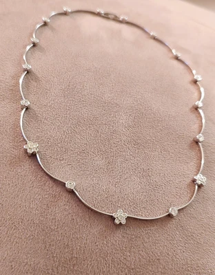 $46 • Buy NADRI Silver-tone & Cubic Zirconia Deco-style Flower Choker