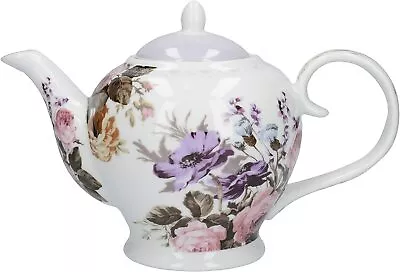 Katie Alice Large Porcelain Cottage Flower White Teapot - 1.2 LITRES - RRP £31 • £17.99