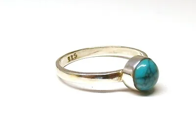 £9.95 • Buy Handmade 925 Sterling Silver 6 Mm Turquoise Stone Plain Band Ring Size H To Z+1