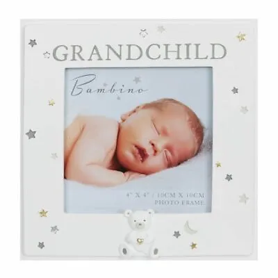 GRANDCHILD RESIN SCAN PHOTO FRAME BY BAMBINO HOLDS 4x4 Inch BABY PICTURE • £11.94