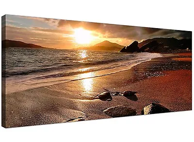 £54.99 • Buy Brown Extra Large Canvas Picture Of Sunset Beach Landscape  1131
