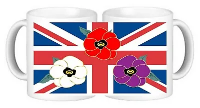 Union Jack Poppy Lest We Forget   Military Ceramic Coffee Mug And Coaster • £9.99