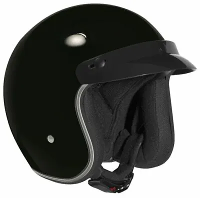 Vega X-380 Gloss Black Open Face Motorcycle Helmet Adult Size XS • $26.99