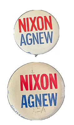  Nixon Agnew 1968 Button 36mm 29mm Feeler & Wheeler 370 N.Y.C 2 Pin Lot Official • $19.49