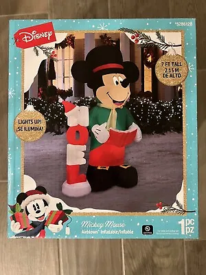 Gemmy 7’ Disney Mickey Mouse Caroling Noel Sign Airblown Christmas Inflatable • $74.99