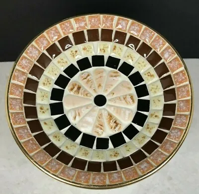 Vintage Mosaic Tile Flower Metal Bottom Trinket Dish - Wall Art • $15.99